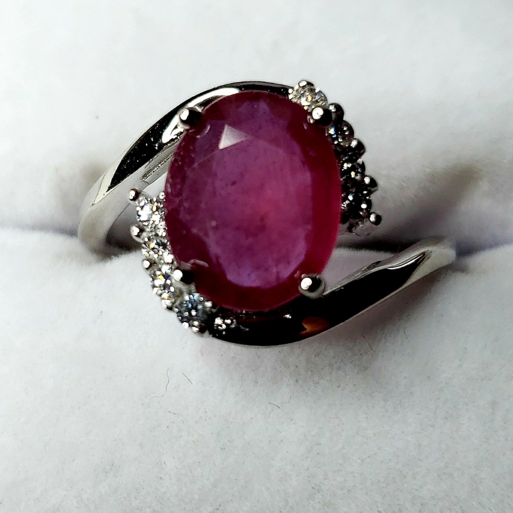 Sterling Silver Ruby Ring - image 3